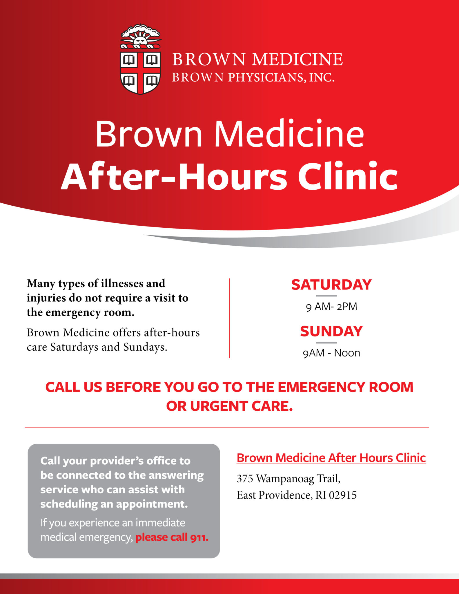 After Hours Clinic Brown Medicine
